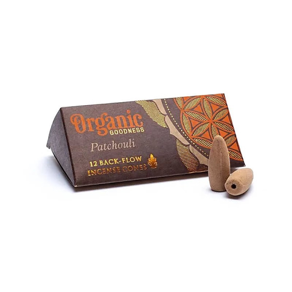 Rückfluss Räucherkegel - Organic Goodness - Patchouli -  12 Stück