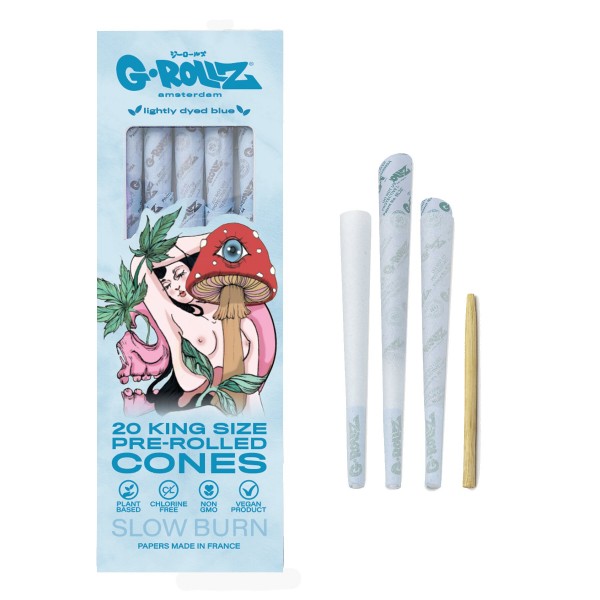 G-Rollz | Collector "Naked Shroom" Blue - 20 King Size Cones